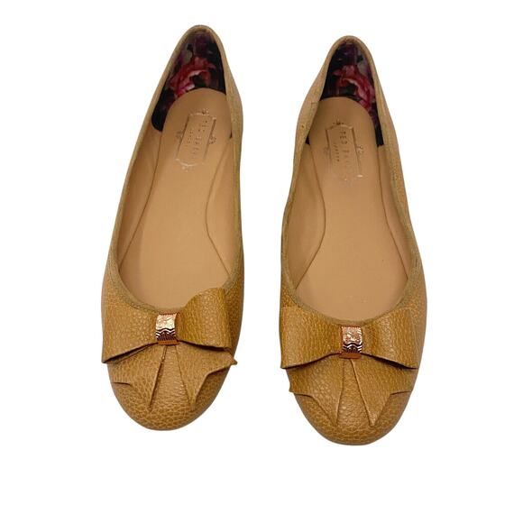 Ted Baker Women's Sually Dainty Bow Slip On Flat Shoes Size 40 / 10 Brown - Picture 3 of 6